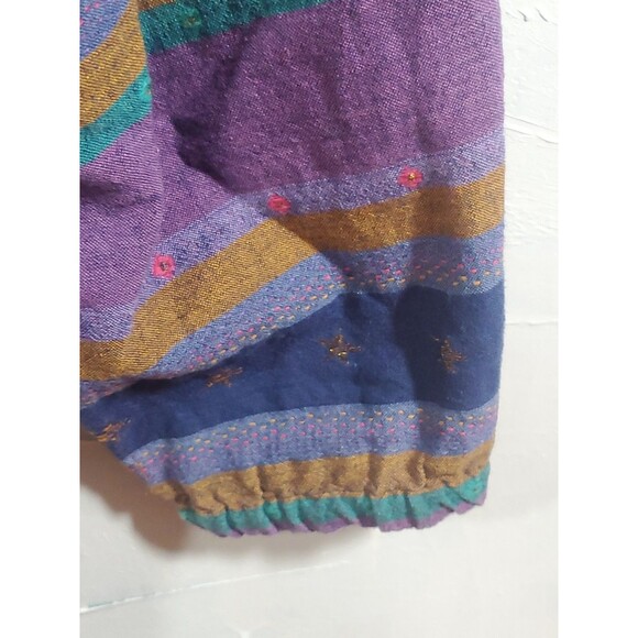 Vintage Angelique Free Size Hippie Boho Drawstring V-Neck Striped Pullover Top - Picture 6 of 11